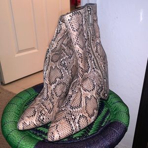 Snake skin bootie heels